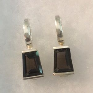 EUC ELLE Genuine Smoky Quartz & Sterling Earrings